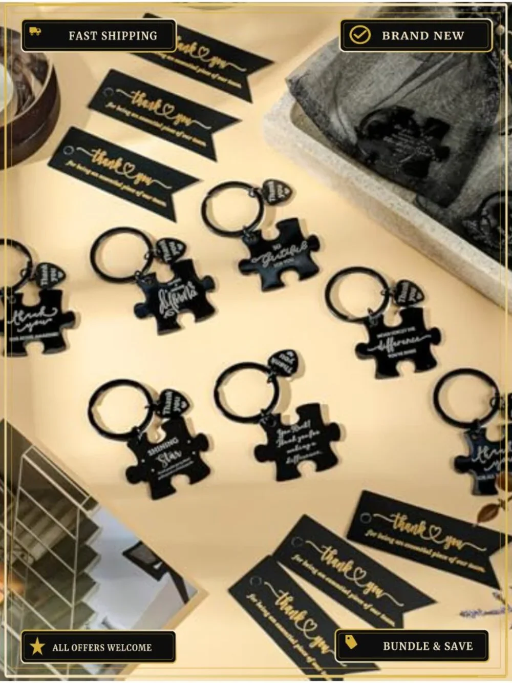 40 Stainless Steel Inspirational Puzzle Keychain Gift Set Bulk Appreciation